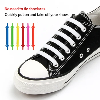12pcs / Lot yangi No Tie Silikon Shoelaces unisex Running elastik Silikon poyabzal dantel barcha Sneaker uchun