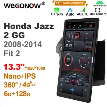 1920 * 1080 Honda Jazz uchun Nano egalik Android10.0 2 GG 2008-2014 Fit 2 avtomobil Radio Audio 13.3 