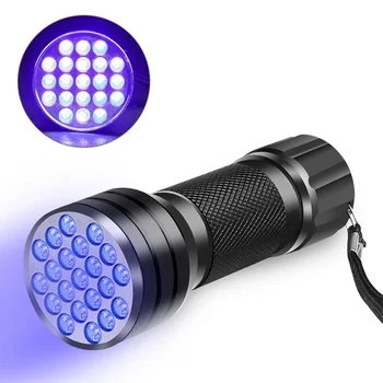 21 LED UV ultrabinafsha chiroq Blacklight 395nm mini Mash'al chiroq Pet siydik dog'lari uchun portativ qora yorug'lik chiroqlari