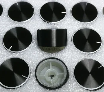 24mm * 13mm alyuminiy DAC CD Amplifier potansiyometre Volume Knob 6mm D-turi mil yuqori sifatli qora / kumush rang