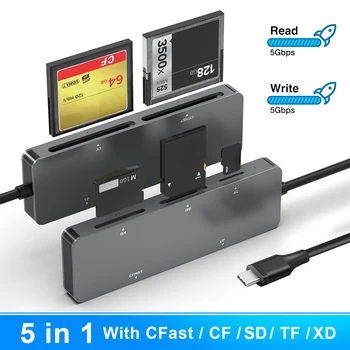 5 yilda 1 CFast uchun USB 3.0 karta o'quvchi / CF/XD / xavfsiz raqamli / TF Cardreaders Adapter