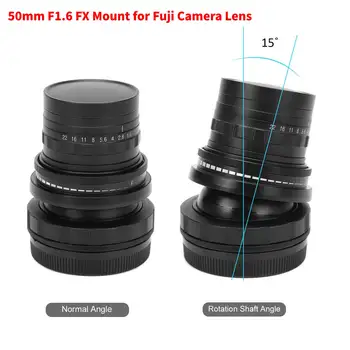 50mm F1.6 FX Mount Tilt Shift qo'lda Fuji uchun to'liq ramka qotishma linzalari Fuji kamera linzalari uchun oynasiz kamera Tilt Shift linzalari