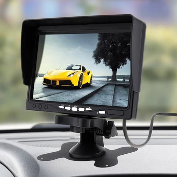 7 dyuymli avtomobil orqa ko'rinish kamerasi monitori 12v/24V HD LCD zaxira avtomobil monitori 1024x600 avtoturargoh kamerasi soyabon bilan aylanadi