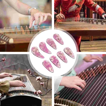8dona Guzheng soxta mix Professional torli asbob o'ynab barmoq Picks (turli xil rang)