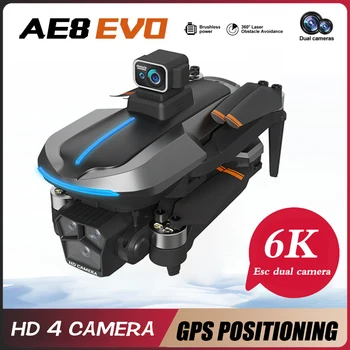 AE8 Drone 6K Professional GPS Dual joylashishni to'rt kamera havo fotografiya lazer to'siq qochishga to'rt o'qi samolyot tuyulsada
