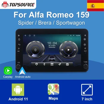 Alfa ROMEO uchun TOPSOURCE 159 Spider Brera Sportvagon Android avtomobil radiosi 4/8 yadroli CarPlay + 4G avtomobil Multimedia pleyeri bepul xaritasi