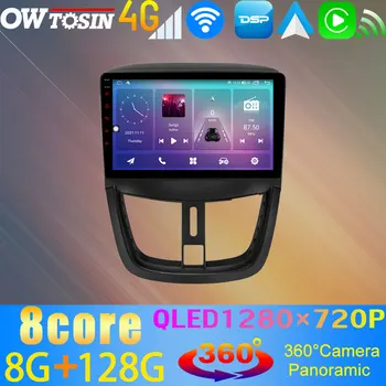 Android 11 8Core 8g + 128G avtomobil radiosi Multimedia Video pleer navigatsiyasi Peugeot 206+ 207 360 uchun GPS.