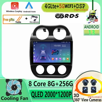 Android 13 uchun Jeep Compass 1 MK 2006 - 2010 avtomobil radiosi Multimedia Qled Autorradio Video pleer navigatsiya Stereo GPS