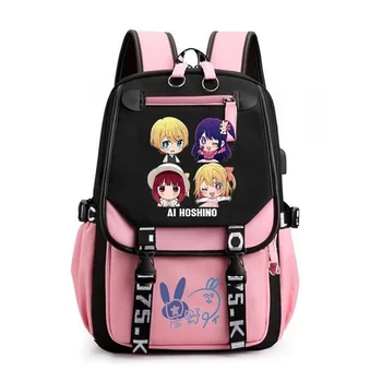 Anime OSHI NO KO Hoshino Ai Backpacks Teenarges Schoolbag Mochila erkaklar ayollar moda USB zaryad Laptop sayohat ochiq Shoulderbag