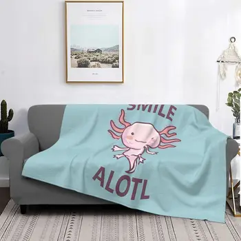 Axolotl Lover Blanket Fleece Plush kuz / qish yoqimli engil ingichka tabassumli chaqaloq baxtli otish uy gilamchasi uchun adyol
