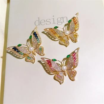 Ayollar uchun yuqori sifatli Butterfly jig'a Pinlari moda hashamatli Rhinestone kristalli hasharotlar jig'a Pin zargarlik Broche femme bijoux