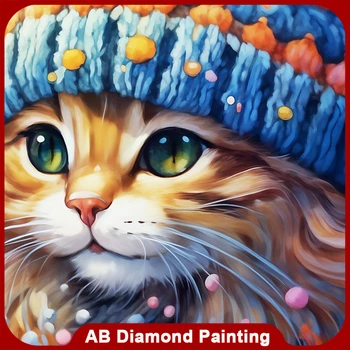 EverShine AB Diamond Painting Cat 5D DIY Diamond kashtachilik Hat Mosaic hayvon multfilm yangi borar Rhinestone rasmlar xona dekor