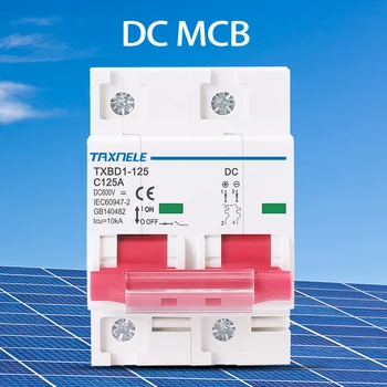 Fotovoltaik PV tizimi uchun 2p DC 600V Quyosh Mini o'chirgich batareyasi kaliti 125a 100a DC MCB