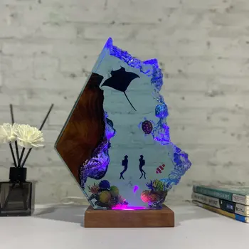 [Funny] Ocean manta ray Diver mermaid coral night light LED Light Collection model uy bezatish bezaklar bolalar tug'ilgan kuni sovg'a