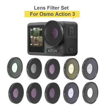 Harakat uchun kamera linzalari filtri 3 qism 8/16/32/64 ND NDPL CPL MCUV tungi yulduz filtri to'plami Dji Osmo Action 3 aksessuarlari uchun