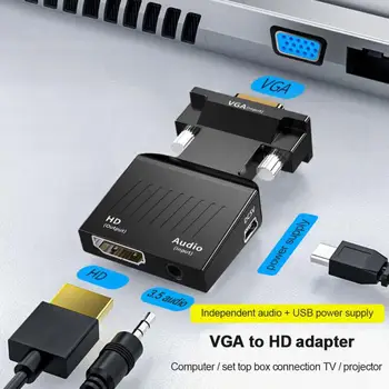 HD adapter 1080p Hd 1080p VGA HDTV proektor uchun kompyuter Laptop uchun HDMI-mos Konverter uchun Ultra-kichik portativ Vga