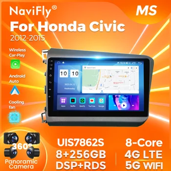 Honda Civic uchun NaviFly 256GB 8 yadroli simsiz Radio Carplay 2012 2013 - 2015 Android 12 Avto Multimedia GPS navigatsiya butun