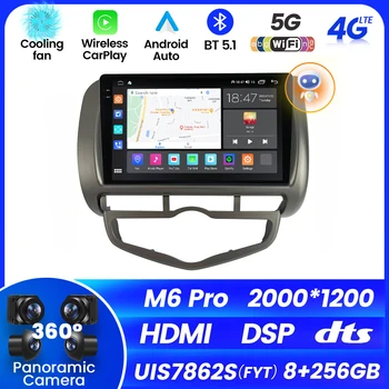 Honda Fit Jazz Siti uchun MEKEDE M6 Pro Plus Android avtomobil Radio 2002-2007 Stereo CarPlay Multimedia Video Player GPS navigatsiya DTS