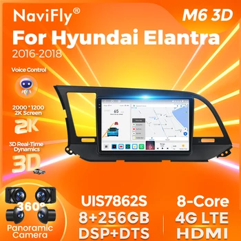 Hyundai Elantra uchun NaviFly M6 3D Uis7862s Carplay avtomobil Radio 2016 2017 2018 Android navigatsiya GPS Multimedia Video Player