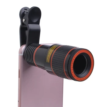 Klip-on 12x telefon linzalari Universal mobil telefon uchun optik Zoom HD telefoto kamera so'l linzalari to'plami teleskop fokusi Len