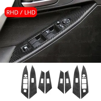 LHD RHD uglerod tolasi qopqog'i oyna ko'tarish tugmasi tugmasi paneli bezatish Mazda 3 BL 2014-2019 uchun uglerod stikerlari avtomatik Aksessuarlar