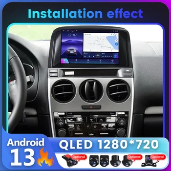 Mazda uchun salqin Fan bilan Android 13 QLED avtomobil Radio 6 GPS navigatsiya Stereo Audio Video 4G simsiz Carplay DSP 2din Multimedia Player