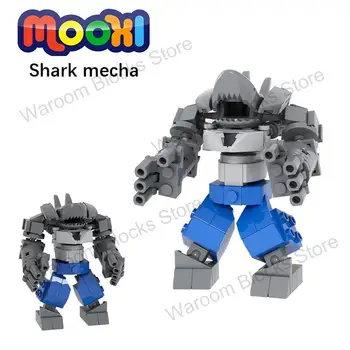 MOC1251 ilmiy-fantastik filmlar Shark Mech Robot Monsters belgilar harakat figurasi bolalar uchun blokli o'yinchoqlar ijodiy sovg'alar do'stlar