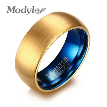 Modyle Cool Men Blue volfram Ring erkaklar uchun klassik Oltin rangli Uzuklar