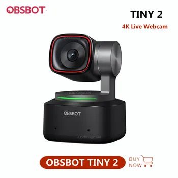 OBSBOT Tiny 2 4K HD veb-kamerasi AI Kuzatuv avtomatik Zoom ovozli boshqaruv jonli efir videokonferentsiyasi uchun AI quvvatli veb-kamera