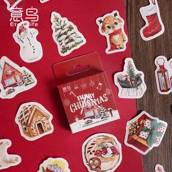 Ommaviy 10 quti dekorativ Rojdestvo daraxtlari va uylari Santa Gingerbread Man yoqimli ish yuritish materiallarini jurnalga yozish uchun stikerlar