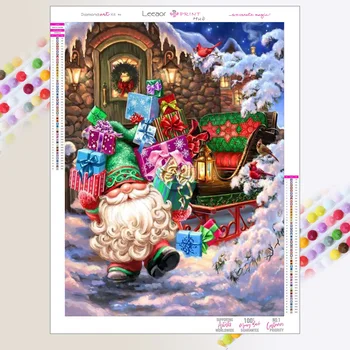 Rojdestvo Olmosli rasm Gnome Santa Claus sovg'alari to'liq olmos mozaik kashtado'zlik Xoch tikuv to'plamlari bayram DIY uy dekorasi