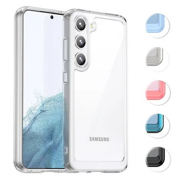 Samsung Galaxy S23+ / S 23 Uchun Shaffof Qopqoq Ultra Case Soft Frame + Galaxy S23 Plus Uchun Shaffof Akril Orqa Zarbaga Chidamli Holatlar