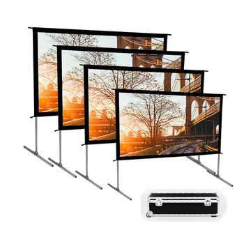 Stendli tez katlanadigan portativ ekranli proyektor plyonkasi 150 dyuymli alyuminiy ramka PVX matli oq proyeksiyali ekran