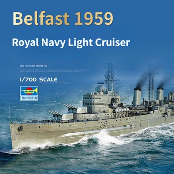 Trumpeter 06702 Model kema 1/700 ko'lamli qayiq HMS Belfast 1959 harbiy model qiziqish, Hobbi DIY uchun Royal Navy Light Cruiser model to'plamlari