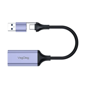 USB 3.0 Video ta'qib qilish kartasi HDMI-USB/Type-C alyuminiy qotishmasiga mos keladi USB 3.0 Video Grabber MS2130 kompyuter o'yinlari uchun jonli oqim