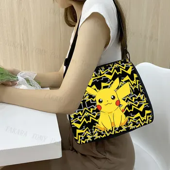 Yangi Pokemon ayollar sumkasi moda yoqimli multfilm Pikachu bosma qo'ltiq ostidagi sumka Anime Crossbody sumkasi Qizlar sovg'alari 20x24cm