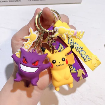 Yangi Pokemon Keychain Anime Figrue Pikachu Gengar Jigglypuff marjonlarni zargarlik Charmander multfilm modeli bolalar uchun qo'g'irchoq o'yinchoqlari sovg'a