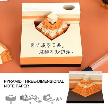 Yoritilgan piramida bilan 3D Notepad 3D Memo Pad blok Retro sovg'a tug'ilgan kun yozuvlari qog'oz ofislari arxitekturasi Rojdestvo yozuvlari B5q5